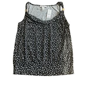 NWT‎ White House Black Market Cowl Neck Womens Top Sz S.  Black White Sleeveless
